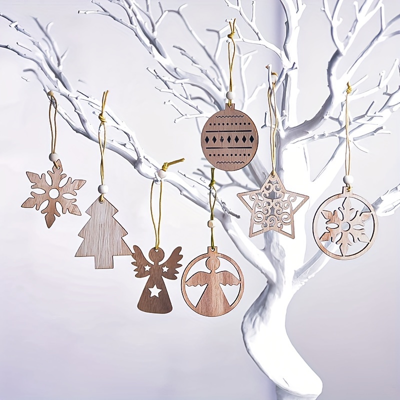 Christmas Snowflake Wooden Layer Sticker Snowflake Log Style - Temu