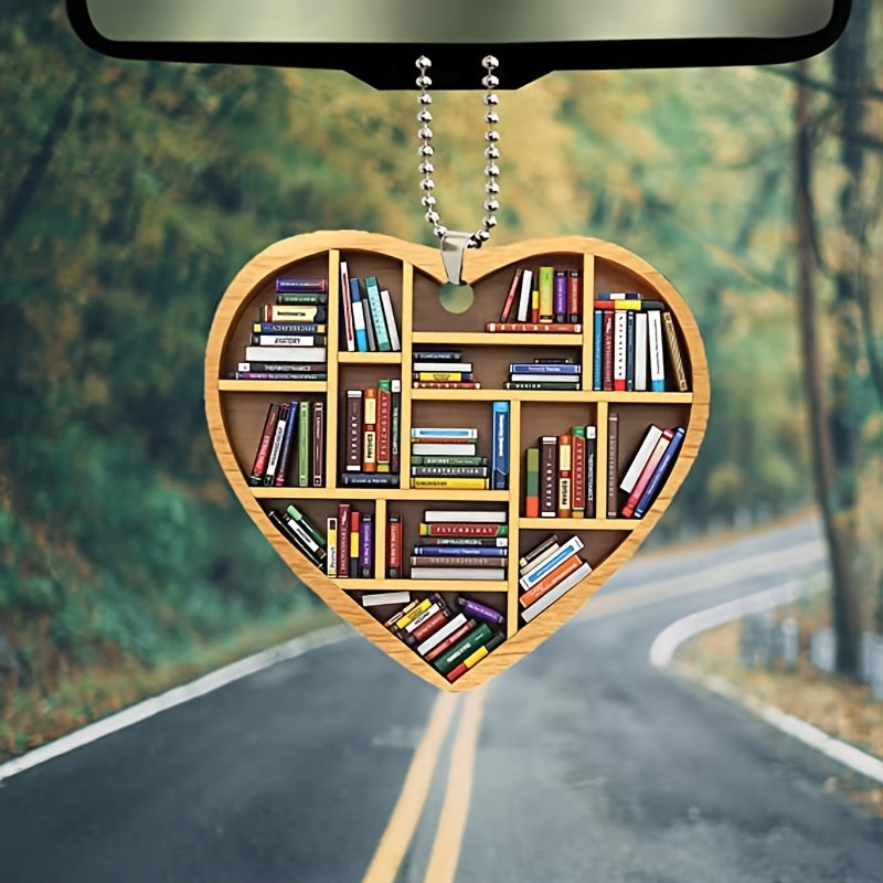 Bookshelf Heart Pendant Couple Heart Pendant Book Keychain - Temu