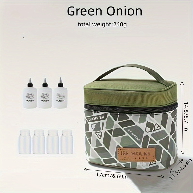 Functional Storage Bag with Plastic Seasoning Bottles for Camping and Picnic