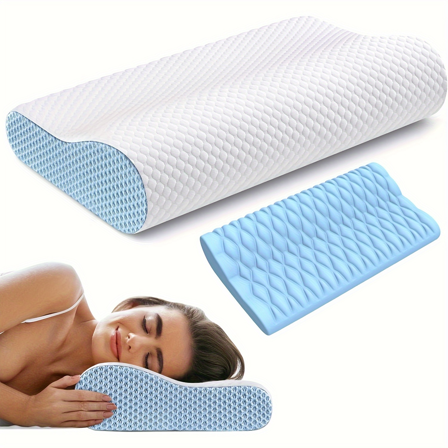 Almohada cervical para aliviar el dolor de cuello, almohadas cervicales  para adultos, almohada cervical para dormir de lado, espalda y estómago