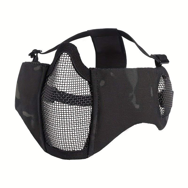 Tactical Steel Mesh Half Face Mask with Ear Protection Breathable Foldable  Mask