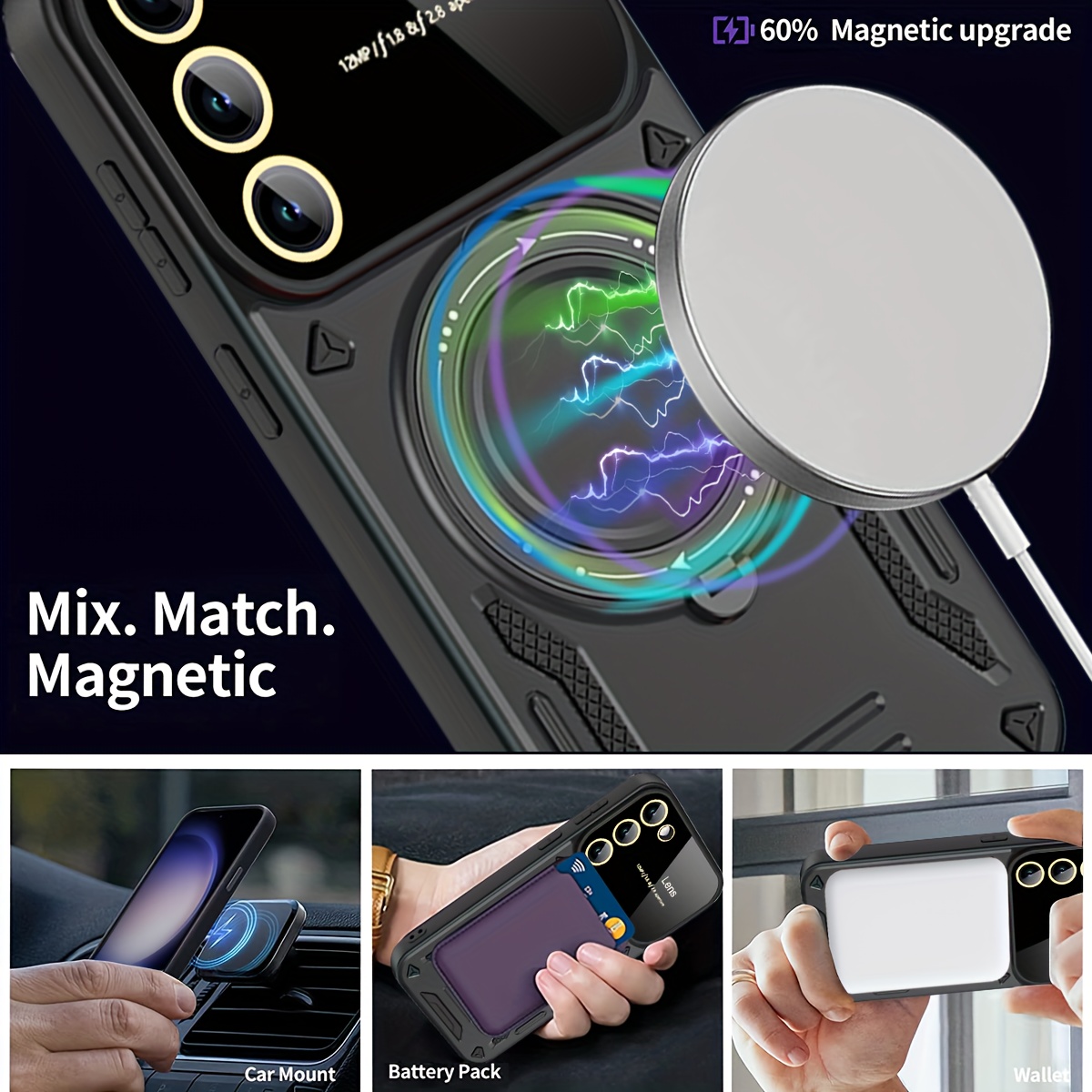 Magnetische Handyhülle mit unsichtbarem Ständer, kompatibel mit