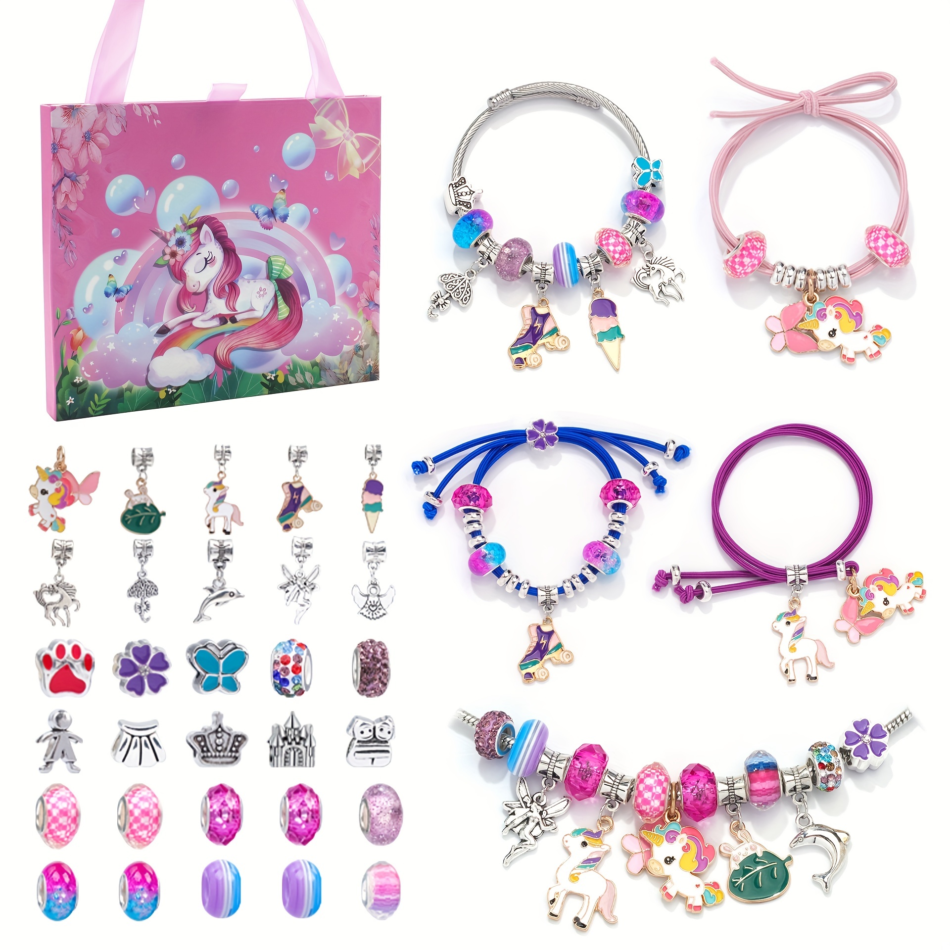 Diy Charm Bracelet Making Kit Jewelry Kit With Unicorn - Temu Germany