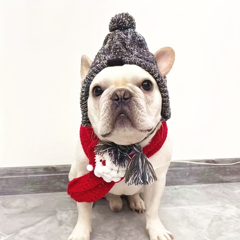 ペットポンポンニット帽子、冬犬暖かい帽子、クリスマスペットかわいい ...