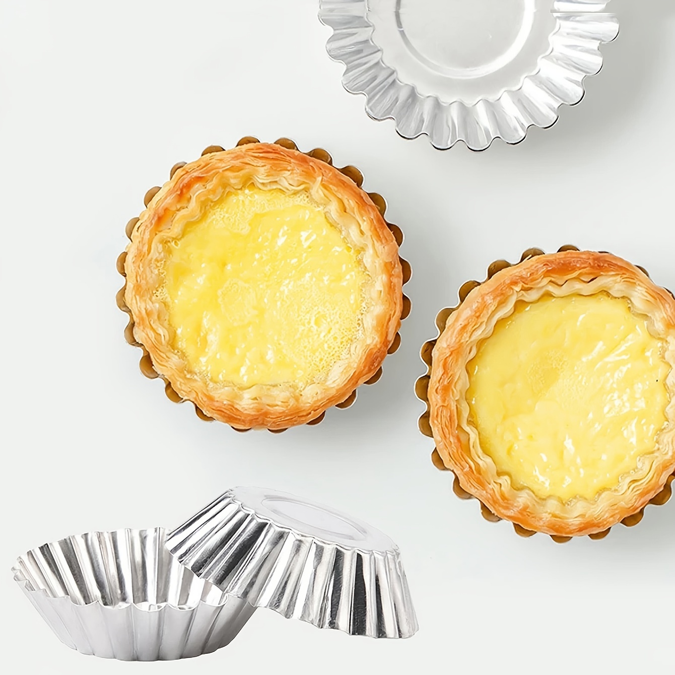 50pcs Aluminium cup cake mould / Pudding Moulds Mini Aluminum Pudding Cups  Nonstick Egg Tart Mold