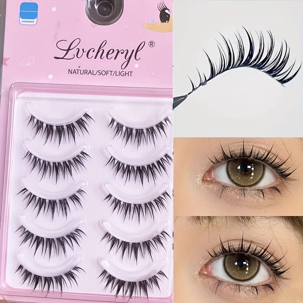 

5 Pairs Handmade 3d Fluffy Faux Mink Lashes Natural Wispy Style Perfect For False Eyelashes Makeup