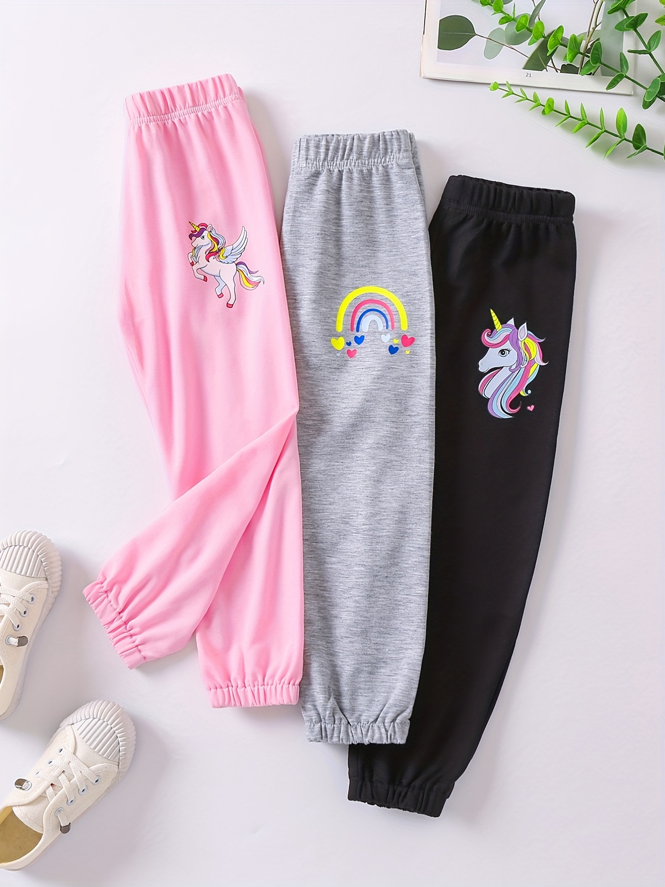Rainbow Print Jumping Meters For Girls Fashionable Baby Sweatpants