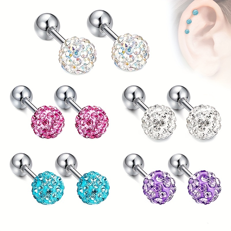 

10pcs Full Of Rhinestones Ear Bone Nails Women's Titanium Stainless Steel Fashion Champagne Fashion Ear Jewelry Design Decors