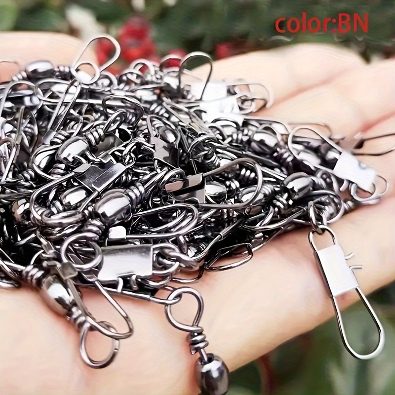 30pcs Fishhook Connectors Barrel Swivel Safety Snap Solid Ring Fishing