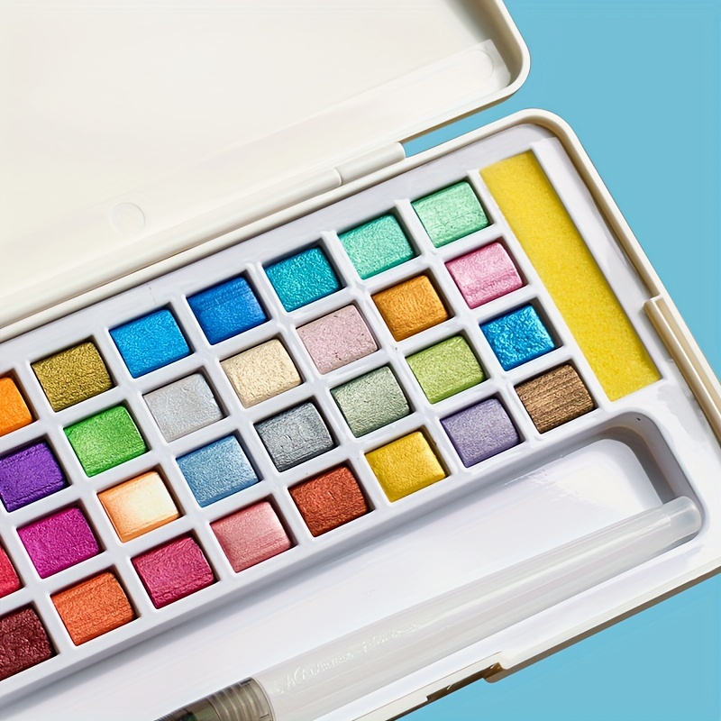 Premium 12/36/48 Color Metallic Watercolor Paint Set With - Temu