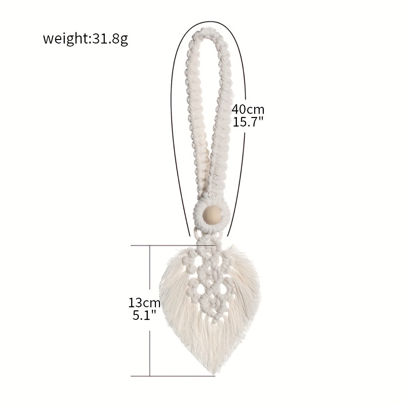 Bohemian Curtain Straps with Tassels & Leaf Shape Wooden Bead Tieback