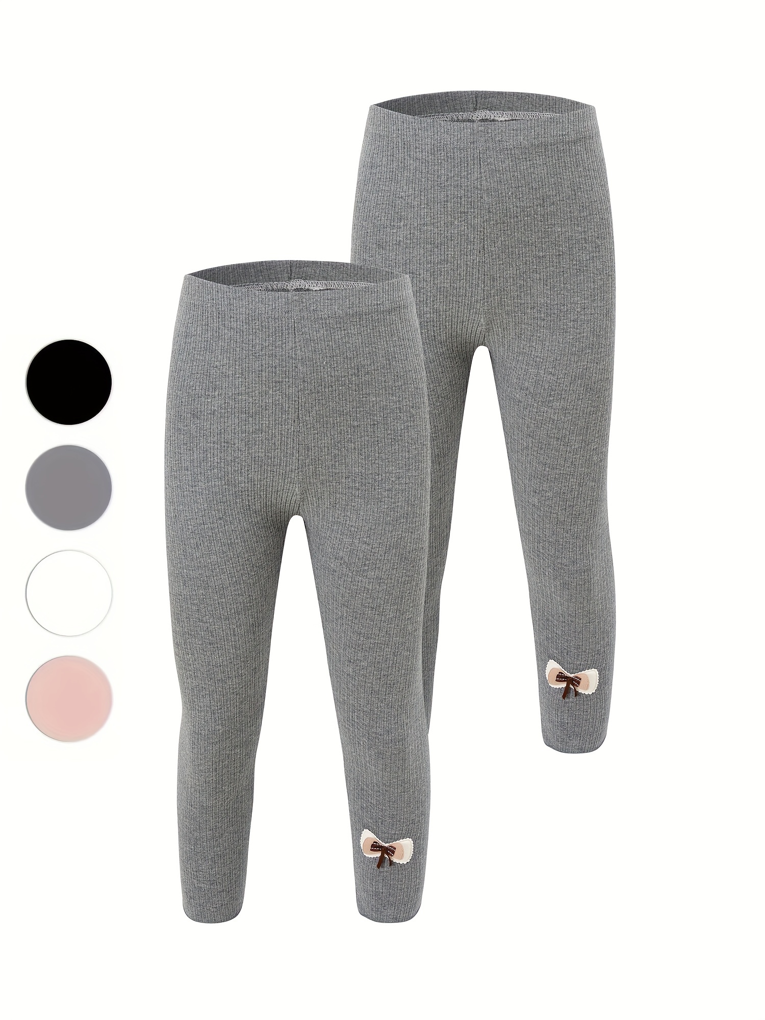 2 Pcs Cute & Casual Leggings With Bowknot Design Preppy Style For Autumn  And Winter, Sports, Everyday