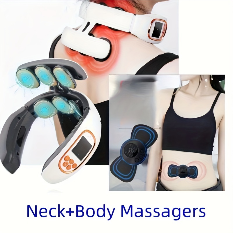 4 Heads Smart Electric Pulse Neck Massager With Heat - Temu