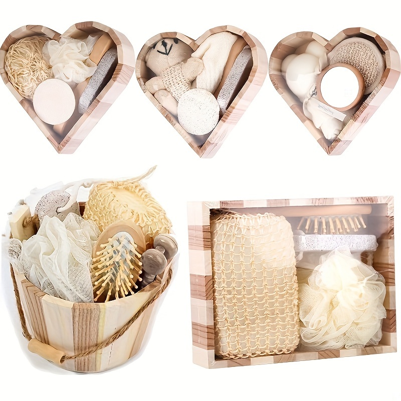 shower exfoliating kit holiday gift heart square round bucket shape gift bath set body bathing supplies bathroom accessories