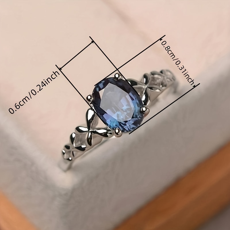 Women's Anniversary Ring with Oval Synthetic Gemstone