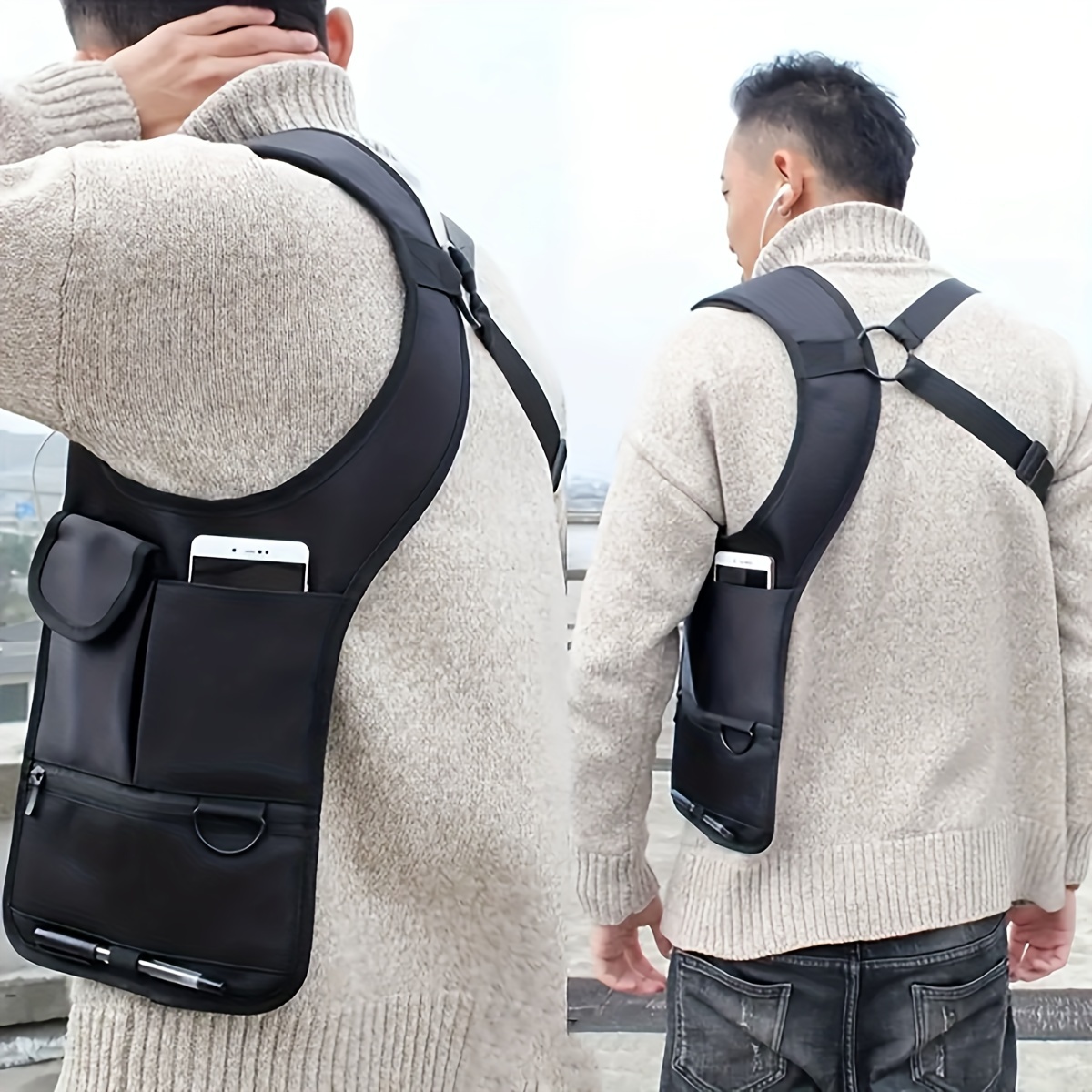 

1pc Men's Anti-theft Hidden Underarm Bag, Trendy Mobile Phone Bag, Close-fitting Satchel Bag