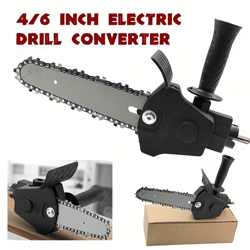 

1pc, Mini Electric Drill Chainsaw, 4" 6" Electric Chain Saw Drill Attachment, Chain Saw Drill Attachment, Chainsaw Convertor, Chainsaw For Woodworking Gardening