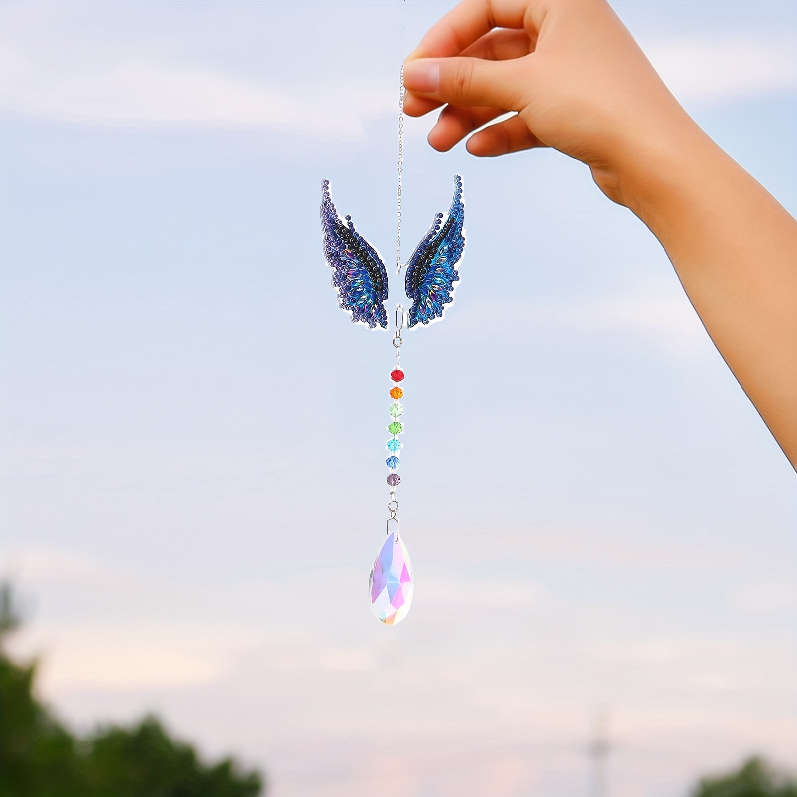 2 Pcs Diamond Painting Suncatcher Art DIY Wind Chime Kit Double Sided 5D  Butterfly and Hummingbird Diamond Painting Wind Chimes Sun Catchers Hanging