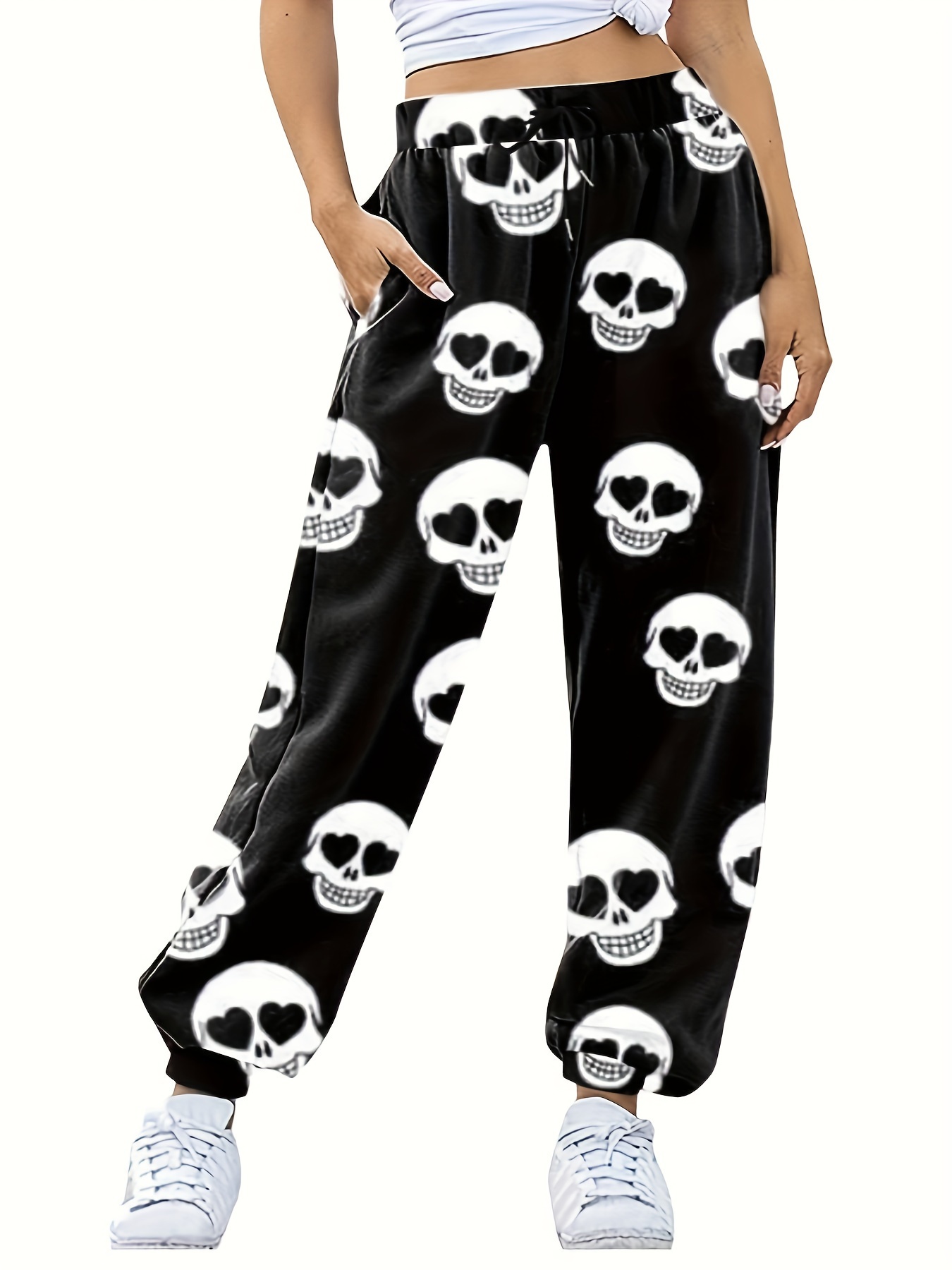 Wholesale Pantalones jogger cepillados con estampado de Halloween