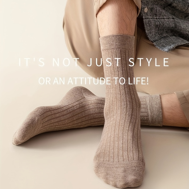 Men's Solid Casual Mid-calf Socks for Business Wear