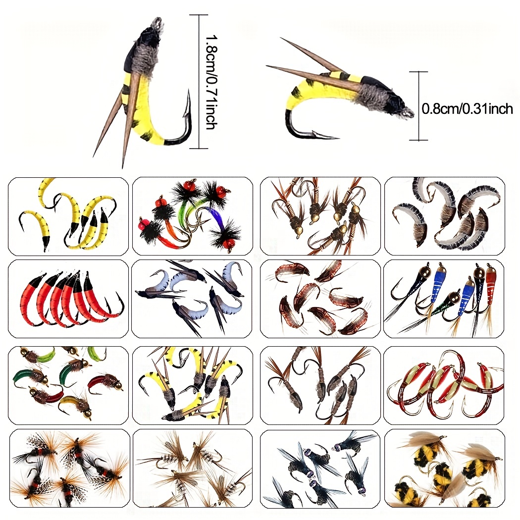 Fly Fishing Barbed Hooks Set Dry Wet Nymphs - Temu