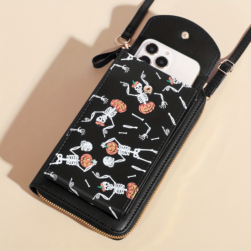  Skull Printing Small Cell Phone Purse,Small Crossbody