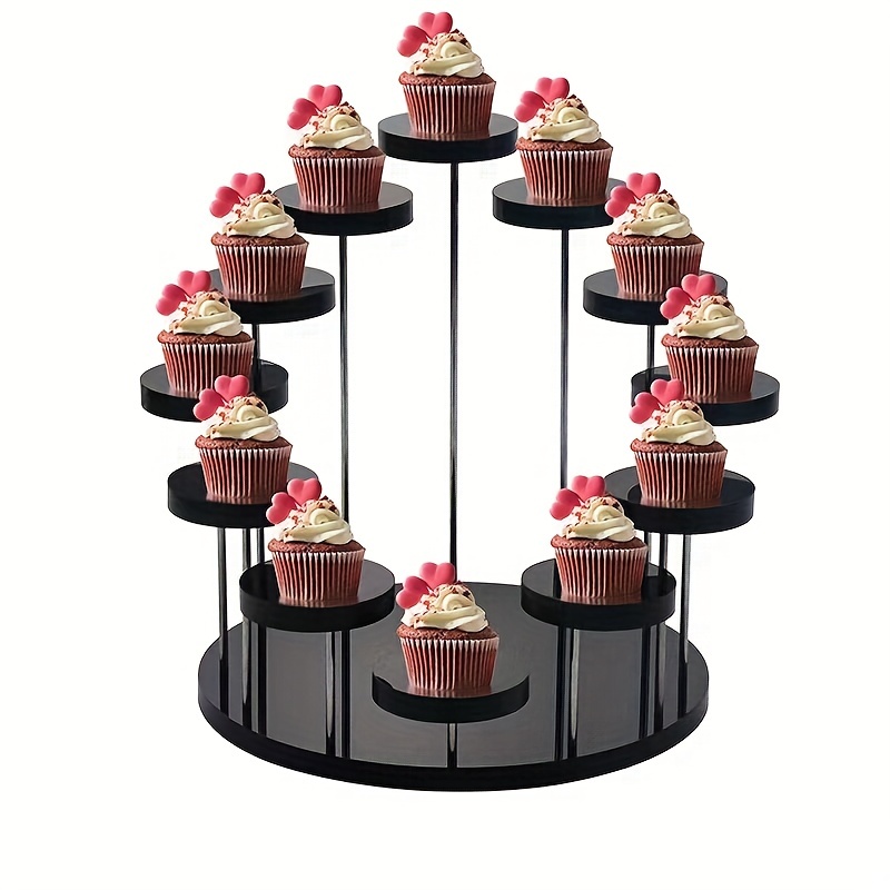 

1pc 12 Tier Round Acrylic Products Display Riser Stands, For Cupcake Display Stand black White And Transparent For Wedding Christmas, Halloween
