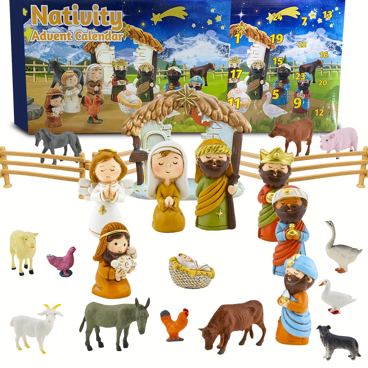 Bibletoys Nativity Set - Christmas Story Manger Scene, 18 Pieces