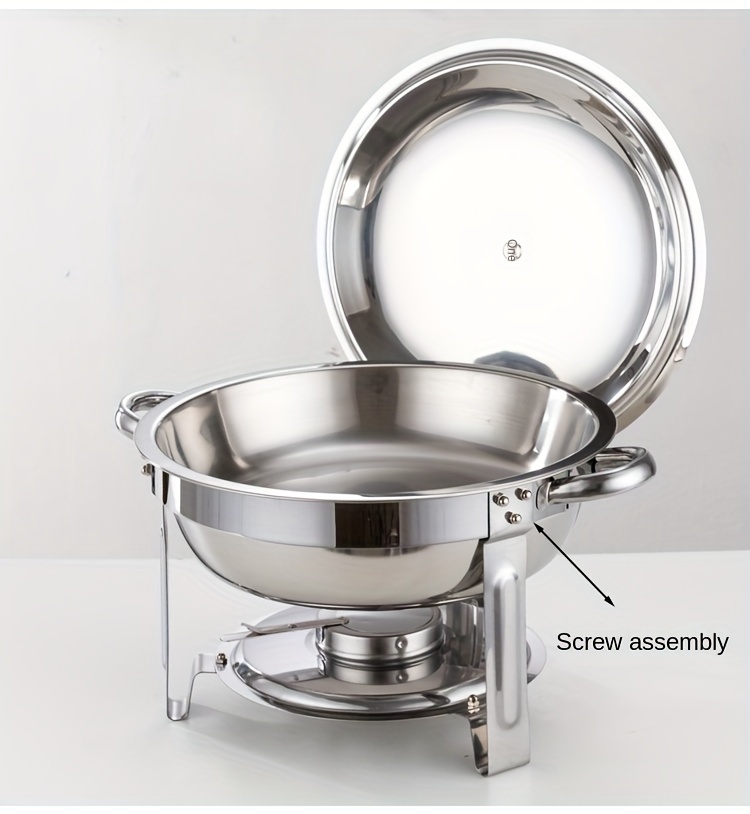 set stainless steel chafing dish buffet set 4 5l round catering chafer warmer set with tray pan lid stand for kitchen party banquet dining kitchen accessories business supplies details 11