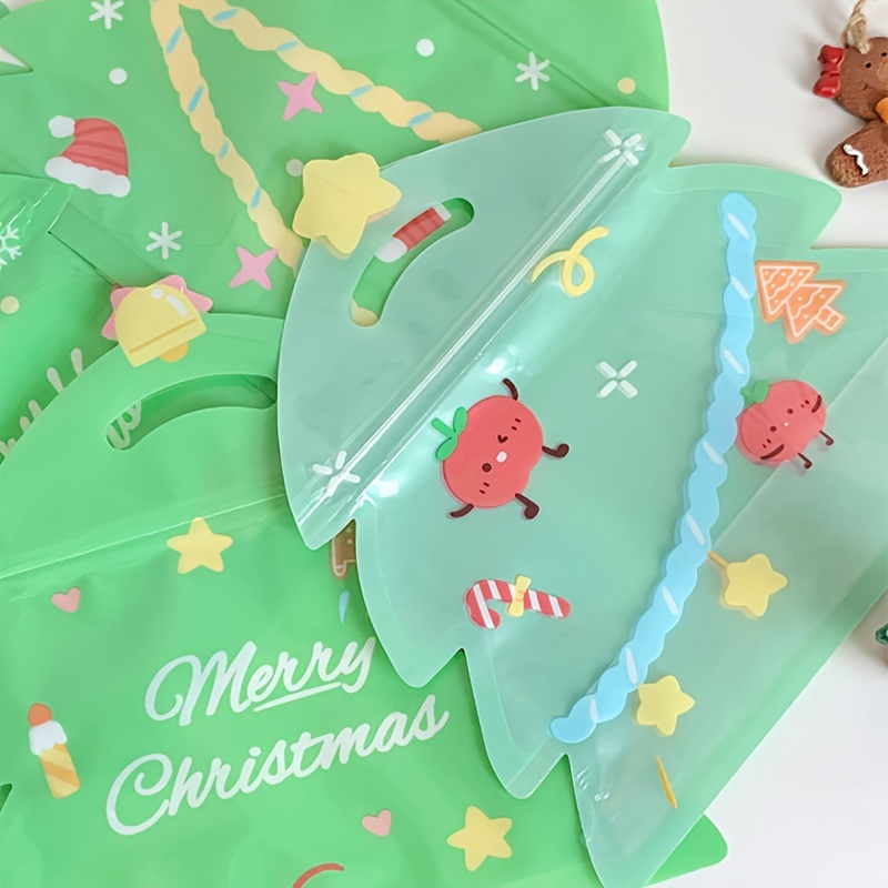 10Pcs Christmas Ziplock Bag Plastic Cartoon Candy Gift Ziplock Packaging  Bag Christmas Tree Elk Cookies Snack Storage Bags