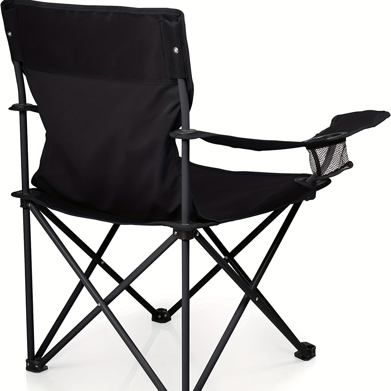 Heavy-Duty Portable Camping Chair: Lightweight, Pocket & Bottle Holder,  Perfect For Hiking & Beach!