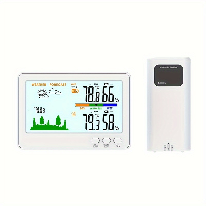 Indoor Outdoor Digital Color Weather Thermometer Barometer with Backlight  Humidity Clock - China Wireless Weather Station, Weather Forcast Station