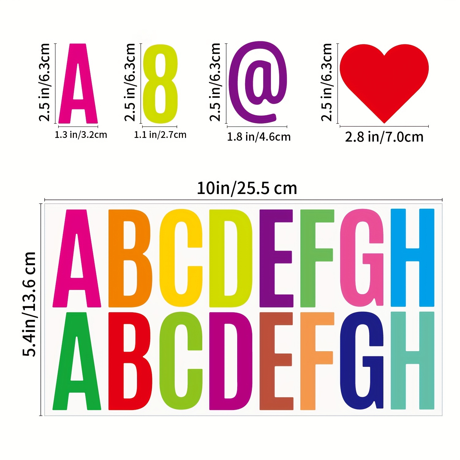 6 Sheets Large Letter Stickers 2.5 Inches Boho Alphabet Number Self  Adhesive Sticker for Bulletin Board, Classrooms, Mailbox,Poster board Vinyl  Stick