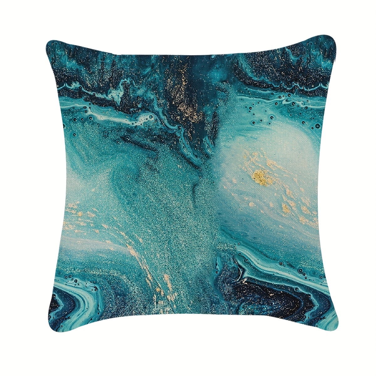Marble Texture Turquoise And Golden Silvery Decorative Throw Pillow Covers  Luxury Abstract Fluid Art Ink Soft Velvet Pillow Case Square Cushion Covers  For Couch Sofa - Temu