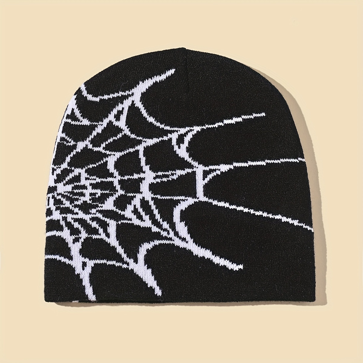 

Men's Gothic Spider Web Pattern Jacquard Beanie Knitted Hat
