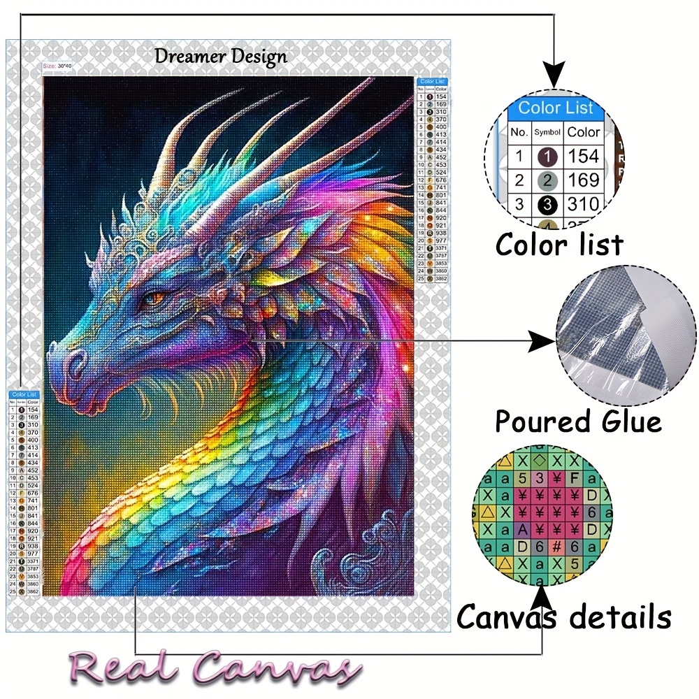 Diamond Painting Kit Dragon Full Diamond Mosaic Animal - Temu