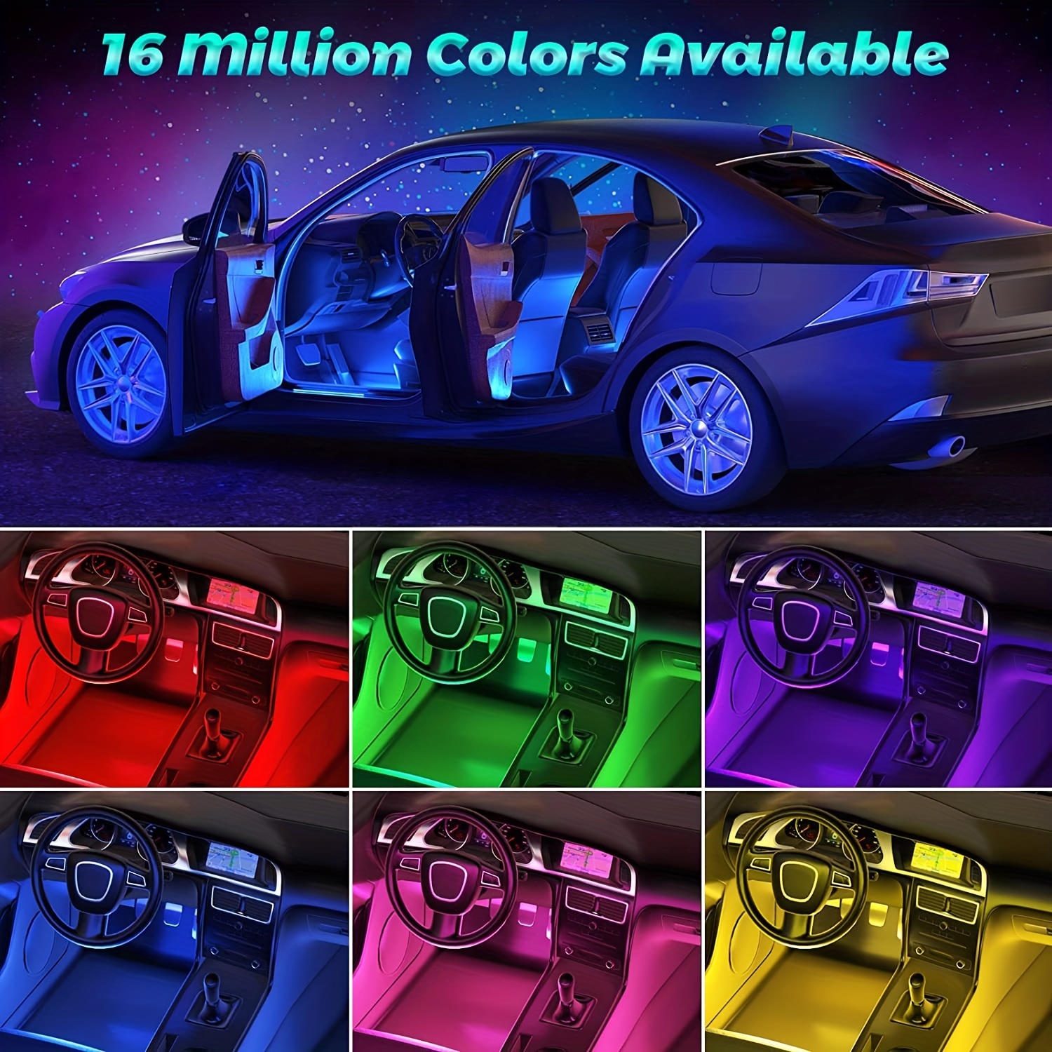 Auto Led Streifen Auto Interieur Led 4pcs 48 LEDS Multicolor RGB
