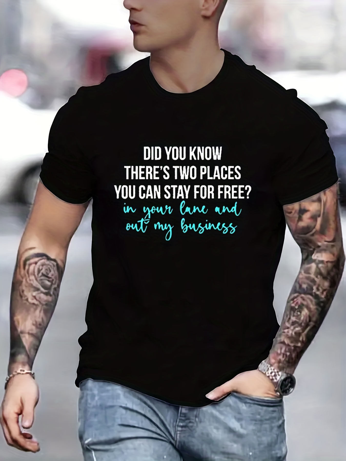 Tees Men Funny 'stay Business' Print T Shirt Casual Short - Temu