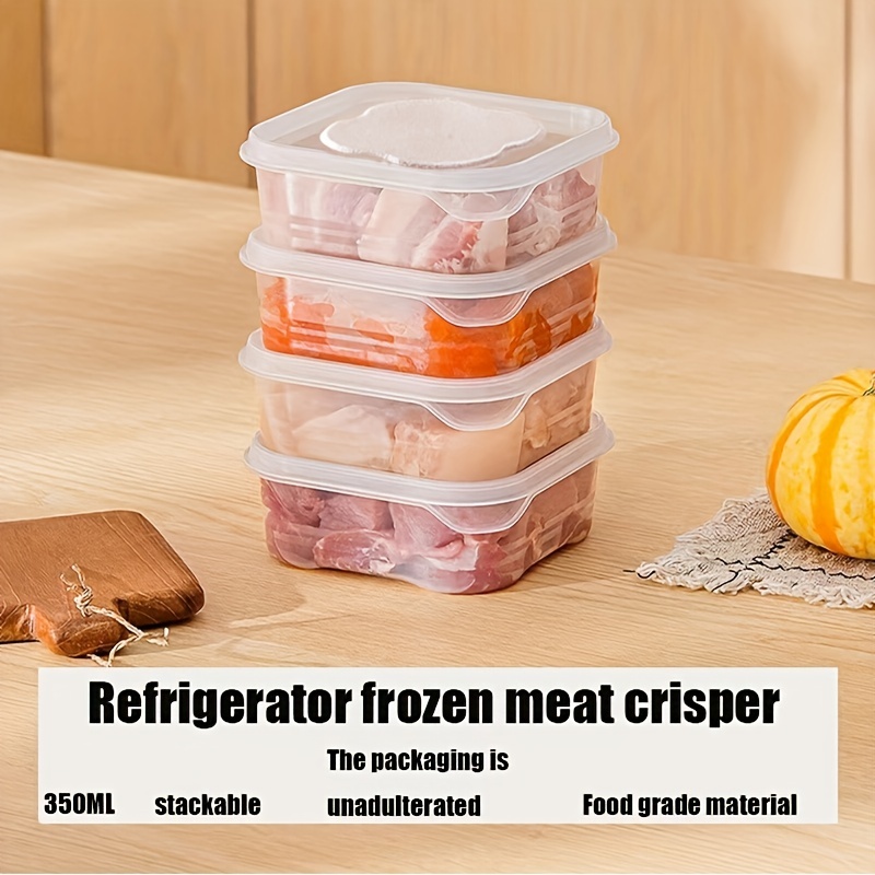 4pcs Refrigerator Frozen Meat Sealed Storage Box, Food Separation Box