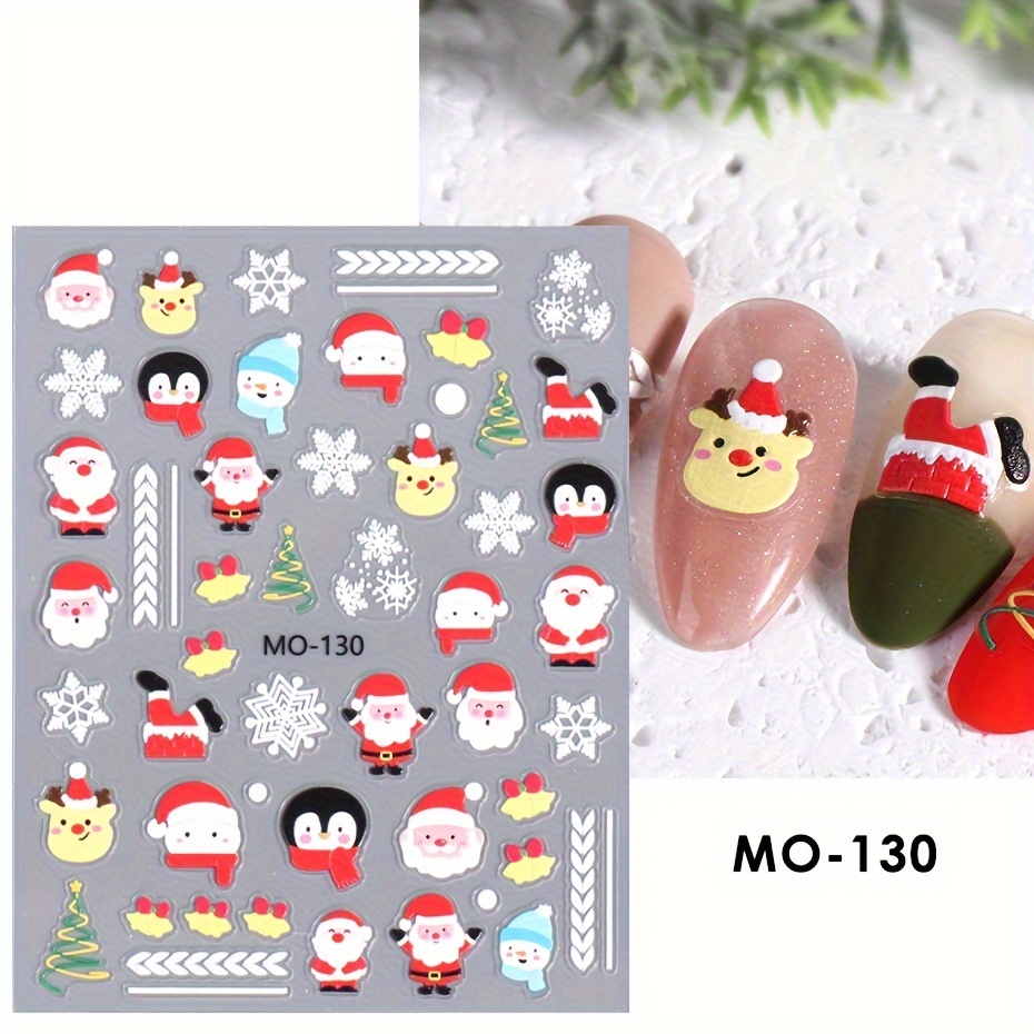 SANTA Cute Stit_ch Nail Stickers Kawaii Cartoon Nail Stikers Self