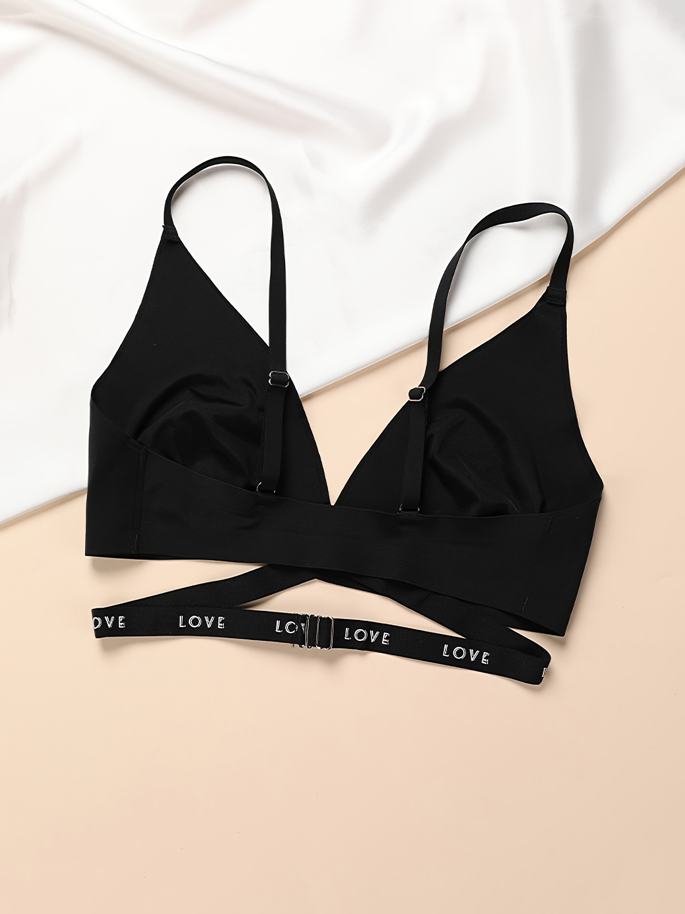 Women's Seamless Letter Straps Bra Wireless Push Up Bra Sexy