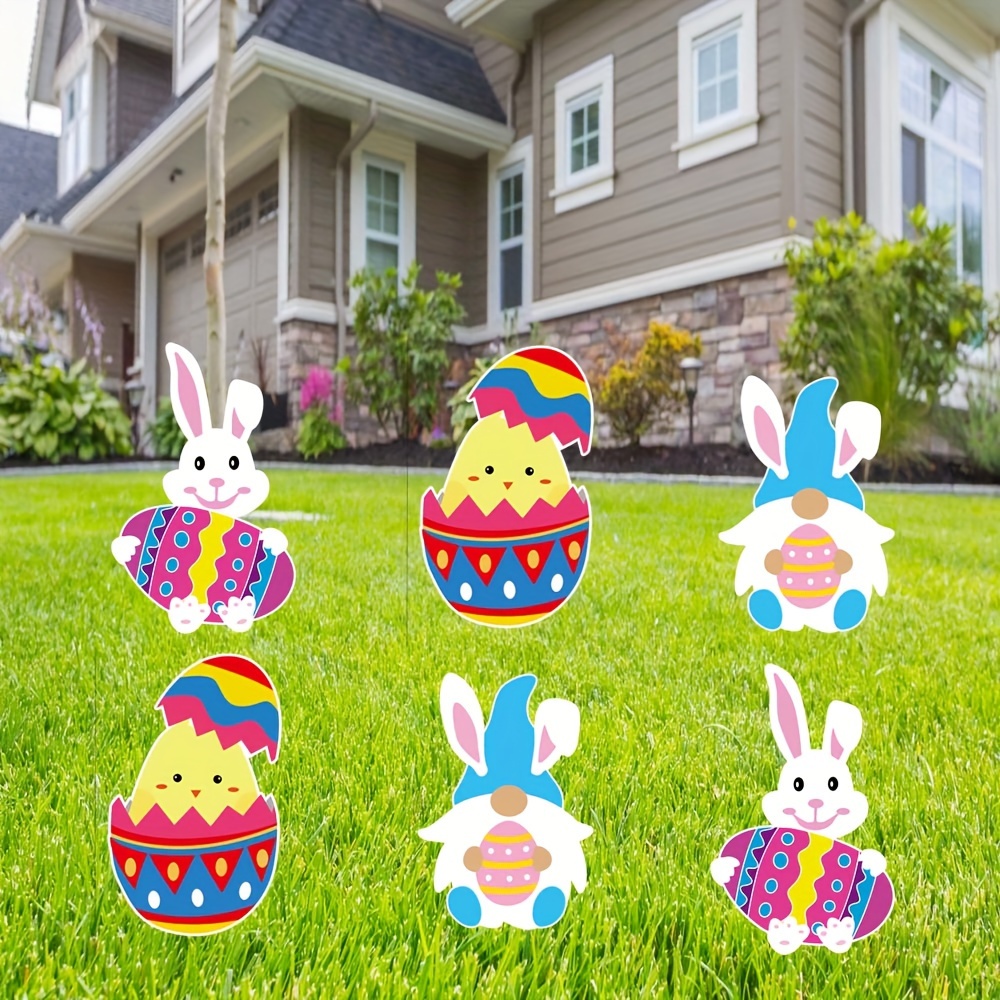 Easter Yard Signs Decorations Outdoor Bunny Chick Eggs And - Temu