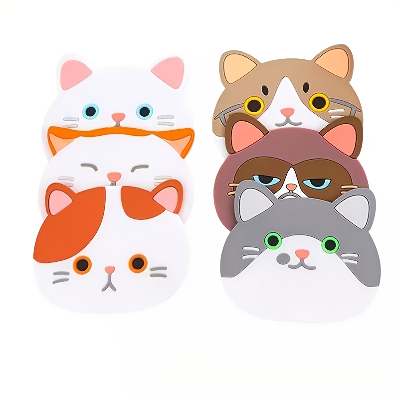 Cute Cat Silicone Coaster Kawaii Animal Shaped Insulated - Temu