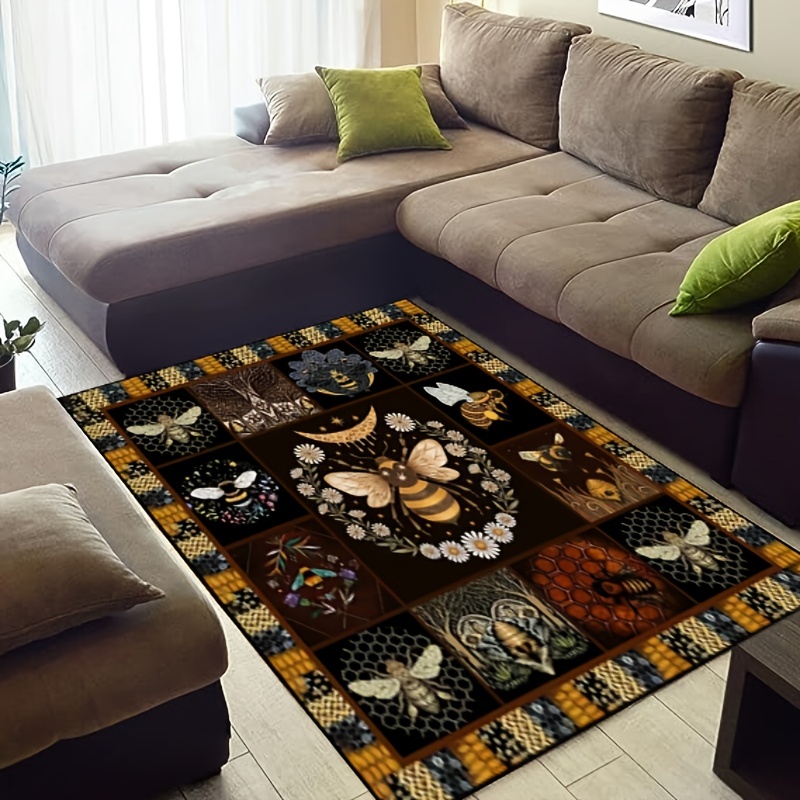 Vintage Bee Pattern Carpet Area Rugs Soft Anti Skid Floor Mat