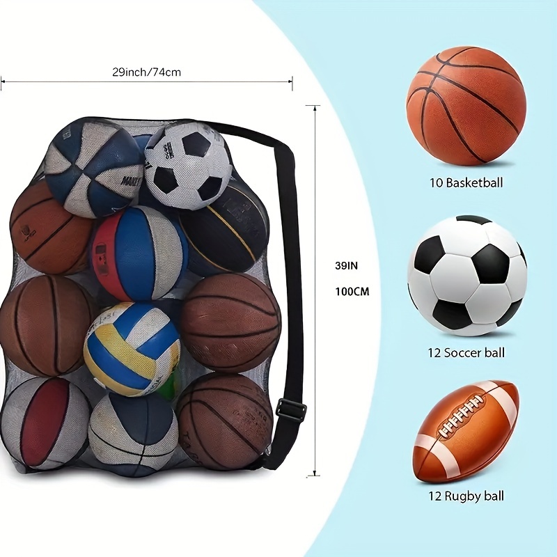 Sac de rangement filet maillé pour ballons de football, basketball jusqu'à  12 pièces - D-Work