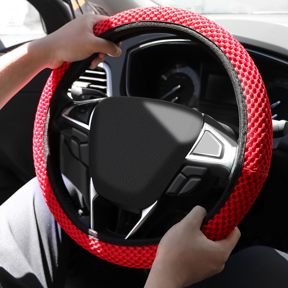 Red And Green Knitted Fabric Speed Unique Printing Car Interior Steering  Wheel Cover, Anti-sweat, Non-slip,universal For Auto Parts, - Temu