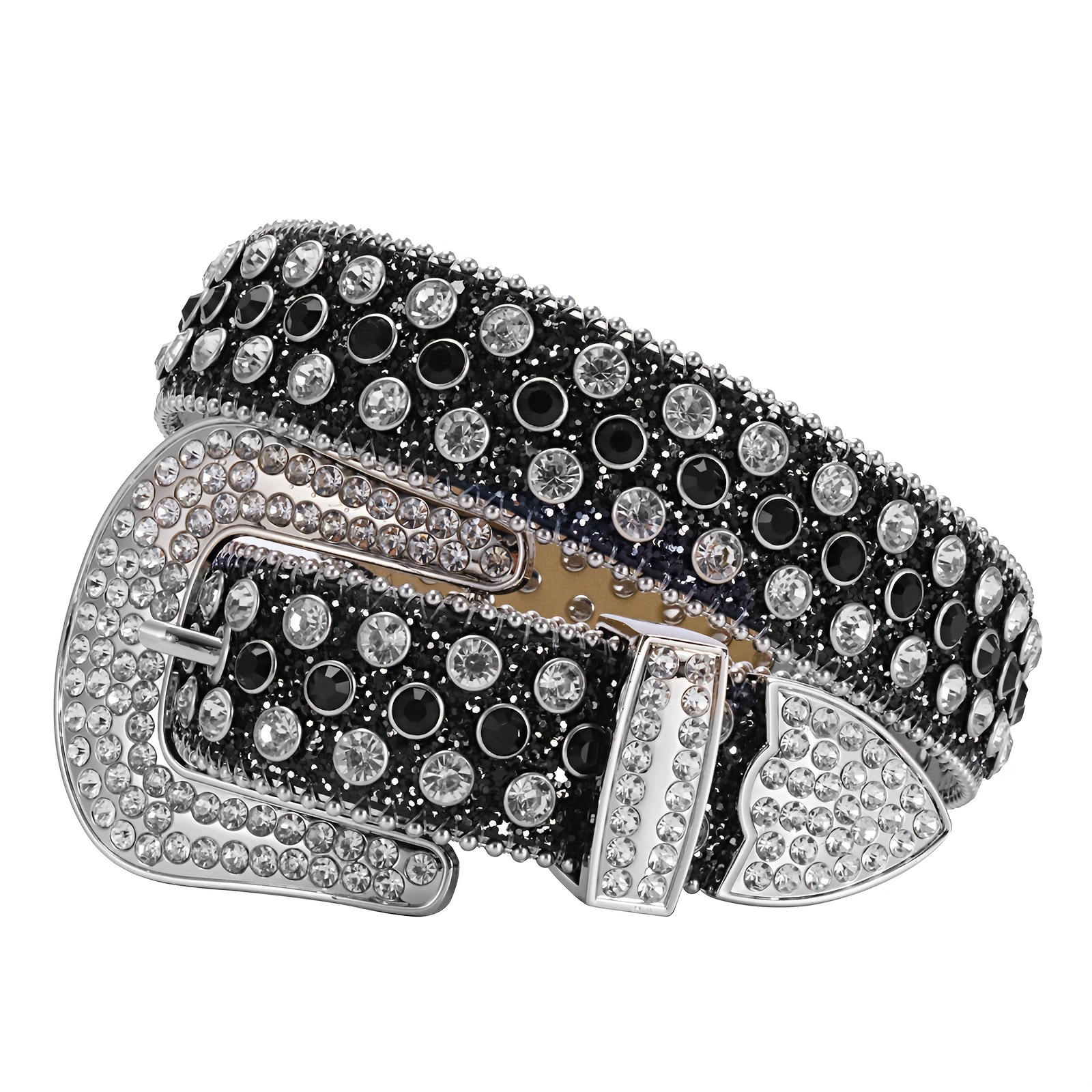 Rhinestone PU Leather Belt for Jeans Dress