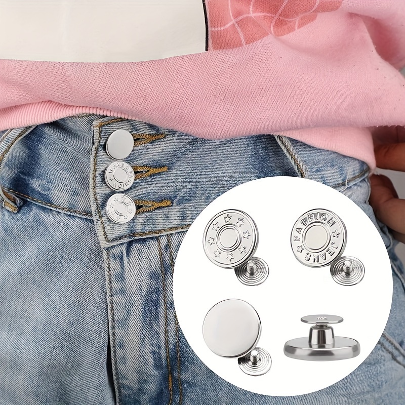 15 Sets Replacement Jeans Buttons, 17mm No-Sew Nailess Removable Metal  Jeans Button Replacement Repair Combo Thread Rivets and Screwdrivers
