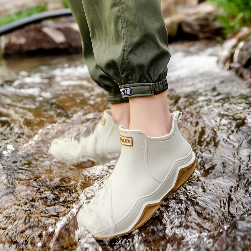 Rain Boots Mens Slip On Rain Boots Waterproof Rubber Ankle Boots