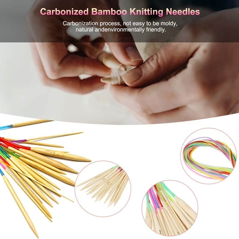 12 Pairs Bamboo Knitting Needles Set with Colorful Plastic Tube, Size 2-15,  PACK - Kroger